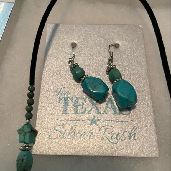 NWT Texas Silver Rush Turquoise & Silver beaded earring & necklace set - Picture 3 of 3